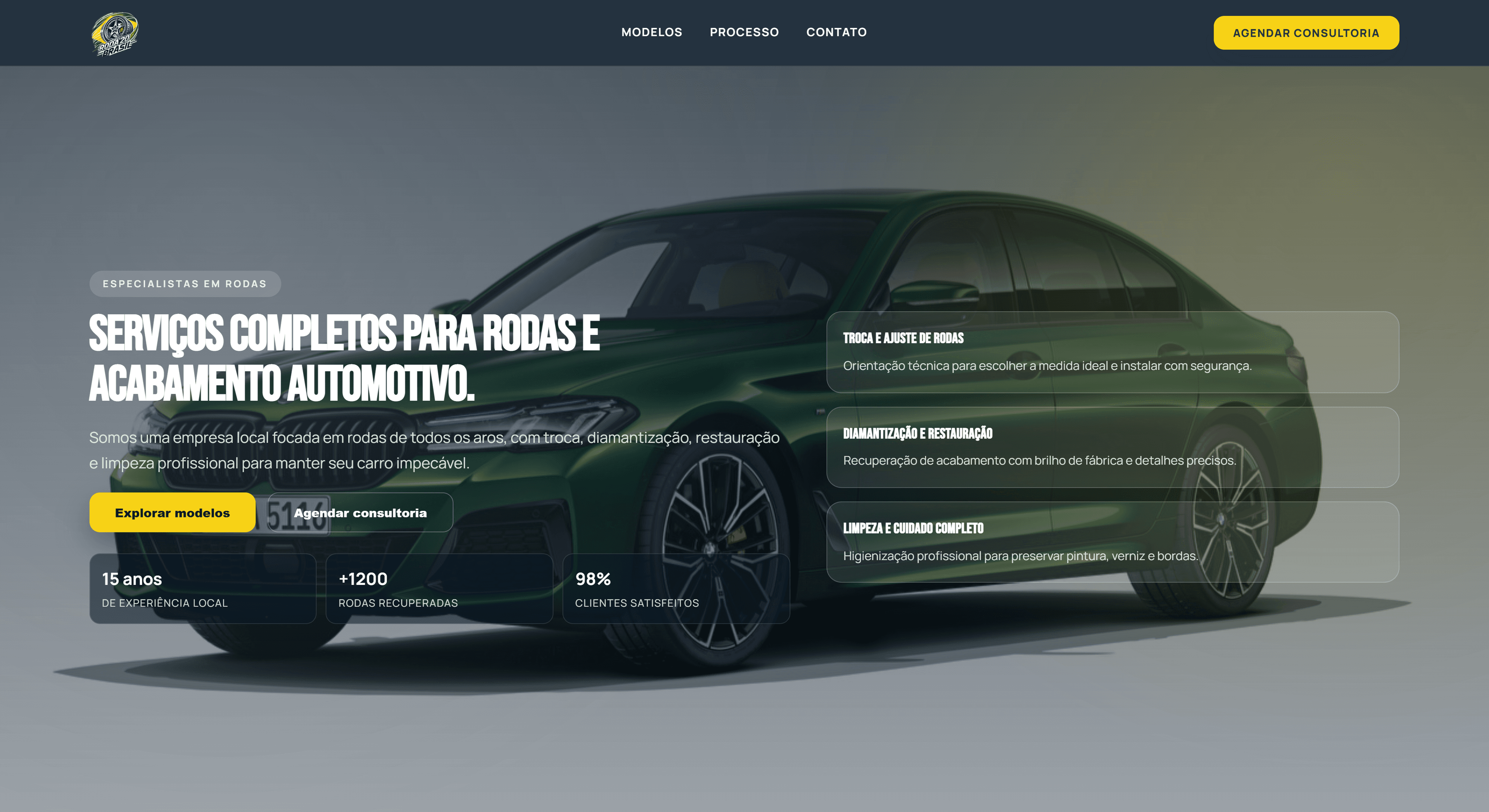 Interface da landing page Roda20 Brasil